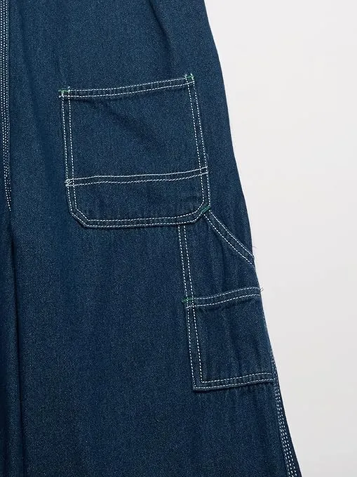 John Deere Kids Clothes, Denim Overalls In Toddler and Child Size, Classic Jeans Blue Wash with Bib Pocket