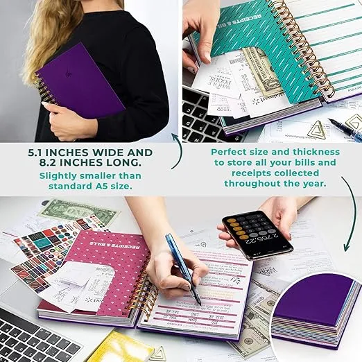 Clever Fox Budget Planner & Monthly Bill Organizer with Pockets. Expense Tracker, Budgeting Journal & Financial Book. Medium, 5.1x8.2" (Purple)
