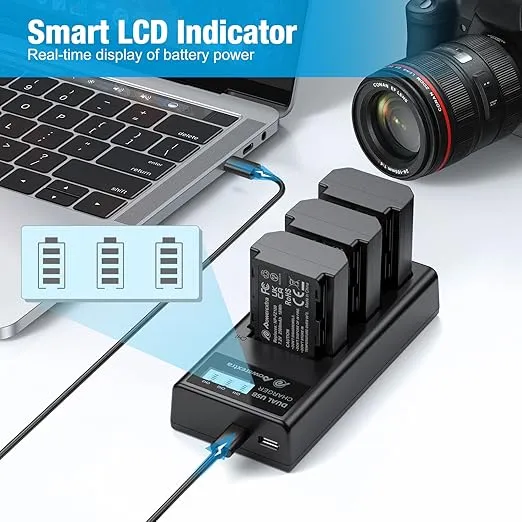 Powerextra NP-FZ100 Battery and Triple Battery Charger for Sony A1, Alpha A7 III, A7R III, A9, Sony Alpha 9, A7R3, a6600, a7R IV, Alpha a9 II, Alpha 9R, A9R, Alpha 9S Camera