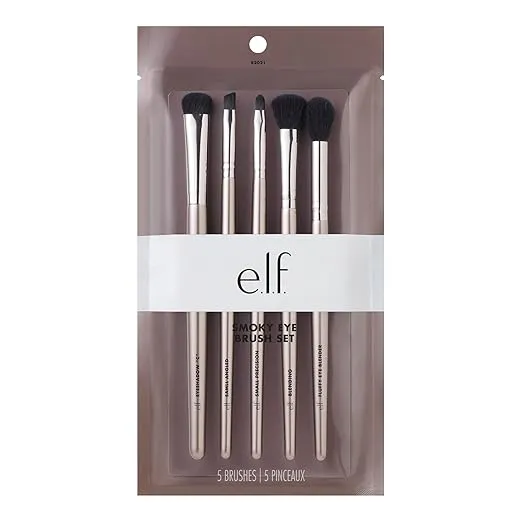 e.l.f. Smoky Eye Brush Kit, Synthetic, 5Piece Set (82021) (Brush Handle Color May Vary)