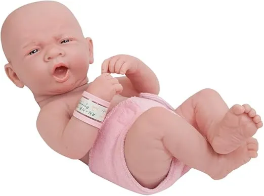 JC Toys La Newborn Boutique - Realistic 14" Anatomically Correct Real Girl Baby Doll – All Vinyl “First Yawn†Designed by Berenguer – Made in Spain (18505) , Pink
