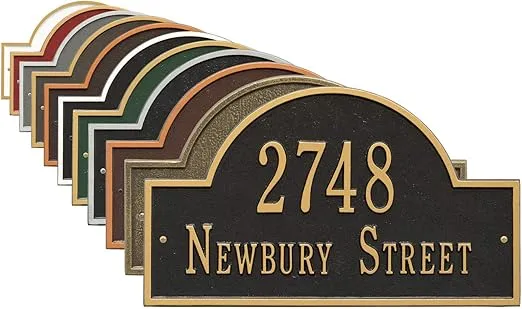 Whitehall™ Personalized Cast Metal Address Plaque with Arch Top. Made in the USA. BEWARE OF IMPORT IMITATIONS. Display Your Address and Street Name. Custom House Number Sign. Wall Mounted Sign.
