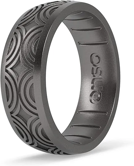 Enso Rings Signature Etched Collection - Classic Etched Silicone Rings - Comfortable and Flexible Design - Made in USA