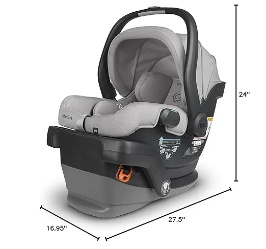 UPPAbaby Mesa V2 Infant Car Seat/Easy Installation/Innovative SmartSecure Technology/Base + Robust Infant Insert Included/Direct Stroller Attachment/Stella (Grey Mélange)