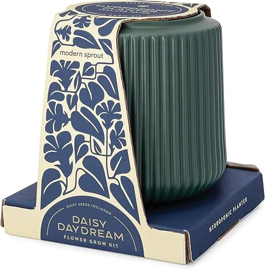 Modern Sprout Ceramic Flower Grow Kit, Indoor Garden, Seed Starting Set, Hydroponic (Daisy Daydream)