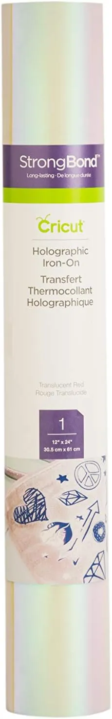 Cricut Holographic Iron-On Vinyl 12"X24" Roll-Translucent Red (2006163)
