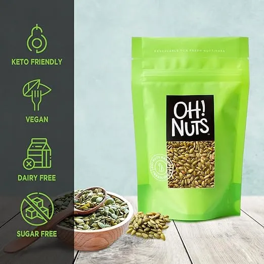 Pumpkin Seeds | Roasted Salted | 2 lb | No Shell Pepitas | Packed in New York Zip-Seal Bag for Exceptional Freshness by Oh Nuts