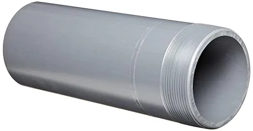 Spears 188N Series PVC Pipe Fitting, Nipple, Thread on One End, Schedule 80, Gray, 2" NPT Male x Socket, 12" Length