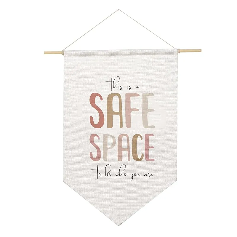 Safe Space Hanging Banner, Mental Health Poster, Therapy Office Wall Decor, Counseling Banner, School Counselor Office Wall Decor, Classroom Decor, Mindfulness Wall Hanging