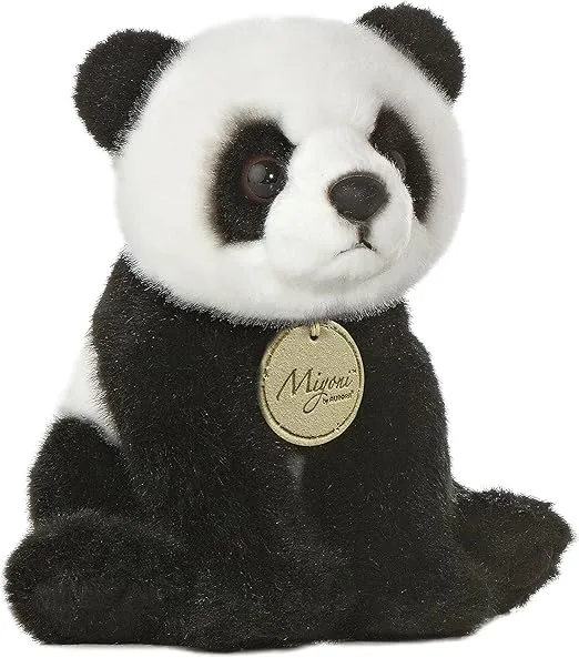 Aurora® Realistic Miyoni® Panda Stuffed Animal - Lifelike Detail - Cherished Companionship - Black 7.5 Inches