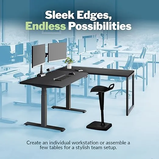 Vari Table 60x24 - Modern Computer Desk with Durable Laminate Finish and Slim Legs - Ideal for Gaming, Home, or Office - Stand-Alone Workstation or Corner Side Table - Black