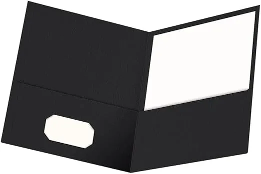 Oxford Twin-Pocket Folders, Textured Paper, Letter Size, Black, Holds 100 Sheets, Box of 25 (57506EE), 8-1/2 x 11