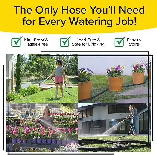 Pocket Hose Silver Bullet 75 ft Turbo Shot Nozzle Multiple Spray Patterns Expandable Garden Hose 3/4 in Solid Aluminum Fittings Lightweight and No-Kink