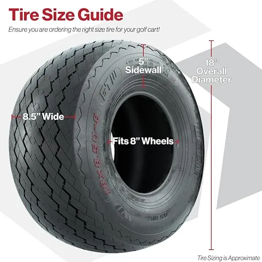 GTW Topspin Sawtooth 18x8.5-8 Golf Cart Tire for Golf Course or Basic Street Use - Set of 4