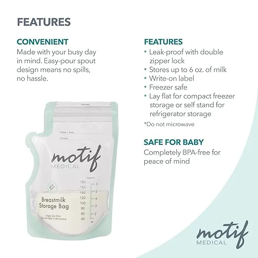 Motif Medical Milk Storage Bags - 300ct Clear