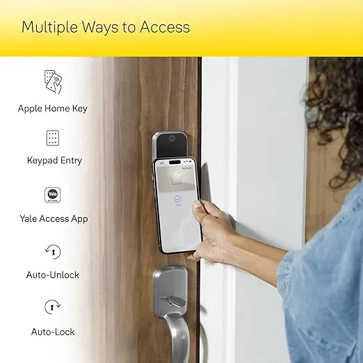 Yale Assure Lock 2 Plus Apple Home Keys (Tap to Open) Deadbolt, Satin Nickel Smart Keyless Entry Door Lock with Wi-Fi Connected Keypad for Code Entry and Remote Access, YRD450-N-WF1-619