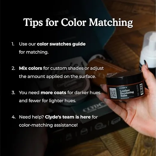 Clyde's™ Leather Recoloring Balm | Non Toxic Leather Color Restorer for Furniture, Car Seat, Tack | 19 Colors of Restoration Leather Dye | Repair, Restore and Renew Old Leather (100ML, Black)