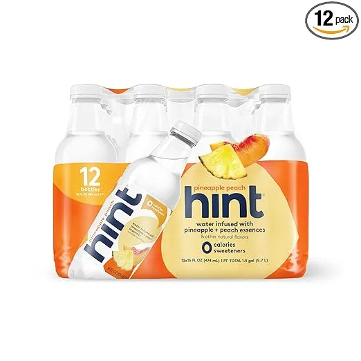 Hint Water Pineapple Peach,Pure Water Infused with Pineapples and Peaches, Zero Sugar, Zero Calories, Zero Sweeteners, Zero Preservatives, Zero Artificial Flavors, 16 Fl Oz (Pack of 12)