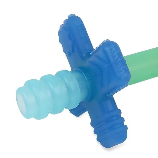 Itzy Ritzy Teensy Tube Teether; Textured Hollow Baby Teething Tube That Reaches Front Teeth & Back Molars, Made of Soft Silicone (Rainbow)