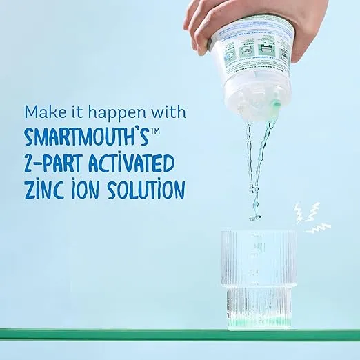 SmartMouth DDS Activated Clinical Mouthwash with Tongue Cleaner - Adult Mouthwash for Fresh Breath - Clinical Strength Mouthwash for Gum Health, Gingivitis & More - Clean Mint Flavor, 16 fl oz