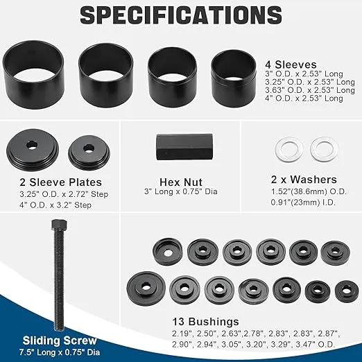 DASBET 23-Piece Front Wheel Drive Bearing Puller Adapters Puller Press Replacement Installer Removal Tool Kit