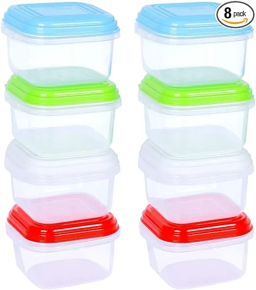 ARSUK 8 Pack Baby Food Storage Containers (4oz/120ml) - Small Plastic Containers with Lids for Freezer - Microwavable, Dishwasher Safe & BPA Free