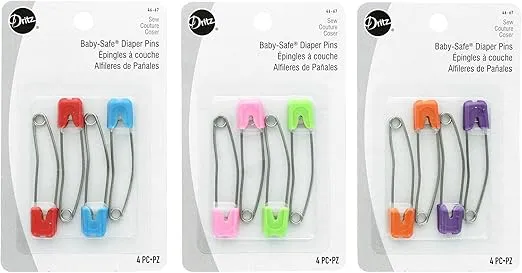 Dritz 46-67 Diaper Pins Pins, Baby Safe, Brights, (4-Count)
