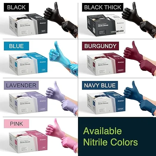 Disposable Black Nitrile Gloves Large 100 Count - Extra Thick 4.5 Mil - Powder and Latex Free Rubber Gloves - Surgical Medical Exam Gloves - Food Safe Cooking Gloves