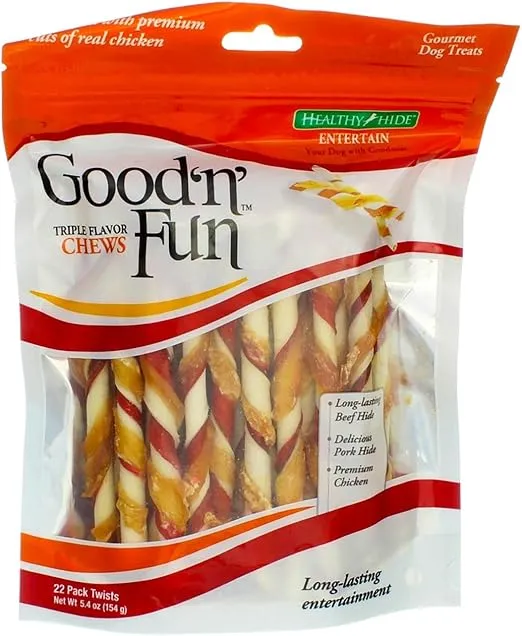 Good 'n' Fun Triple Flavor Chews, Twists by Healthy Hide (Pack of 3)