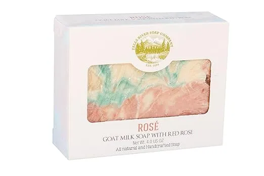 Goat Milk Red Rose Soap (4Oz) – Goat Milk Handmade Soap Bar with Rose Essential Oils - Organic and All-Natural – by Falls River Soap Company