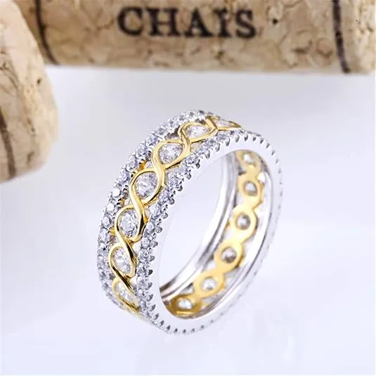 Jeulia Wedding Band for Women Sterling Silver Eternity Band Rings Solitaire Engagement Stackable Ring Promise Anniversary With Jewelry Gift Box