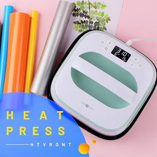 HTVRONT Heat Press Machine for T-Shirts, Portable Heat Press 10"X10", Iron Press for Sublimation and HTV Vinyl Shirt Press Machine for Hat, Bags, Heating Transfer Projects (Light Green) (Light Green)