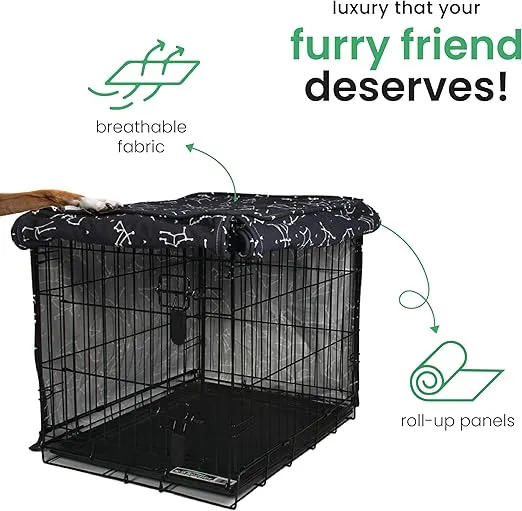 Rocketman 30-inch Dog Crate Cover, Molly Mutt Medium Kennel Cover Measures 30” x 19” x 21”, Two Panel Doors Roll Up, Made from Machine-Washable 100% Cotton That is Durable, Breathable & Pre-Shrunk