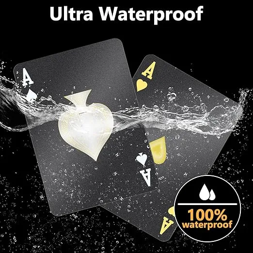 BIERDORF Waterproof Playing Cards - Durable Cool Plastic Deck of Cards - Standard Index Professional Poker Cards - Vintage Casino Card Themed Games for Family or Adults - 2 Pack of Black Diamond Style