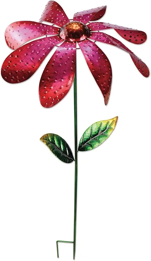 Sunset Vista Designs 92669 Large Daisy Spinner Stake, Metal, Pink