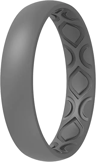 ThunderFit Women Breathable Eternity Pattern Silicone Wedding Rings Anniversary Bands 4mm Wide 1.5mm Thick - 1/2/3/4/5/6/7/8/9/10/12 Variety Multipack
