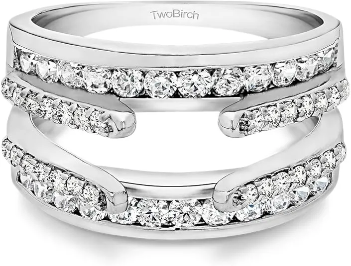 TwoBirch Sterling Silver Combination Cathedral and Classic Ring Guard With Cubic Zirconia (1.01 ct.)