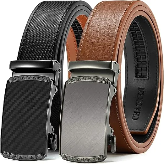 CHAOREN Leather Ratchet Belt Men 2 Pack - Customizable Fit, Effortless Style (35mm)