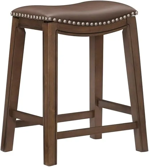 Homelegance Ordway Saddle Seat Counter Height Stool, 25"SH, Brown