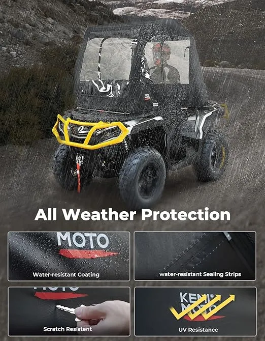 KEMIMOTO ATV Cab Enclosure, Universal Warm ATV Canopy Cover, Winter Full Vision Heavy Duty ATV Cabin Cover Compatible with Polaris Sportsman Fourtrax Can-Am Kawasaki Arctic Cat CFMOTO