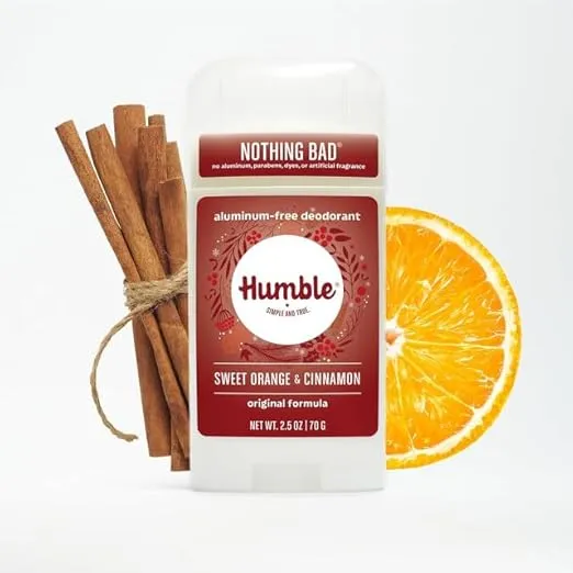 Humble Brands All Natural Aluminum Free Deodorant Stick for Women and Men, Lasts All Day, Safe, and Certified Cruelty Free, Sweet Orange and Cinnamon, Pack of 1