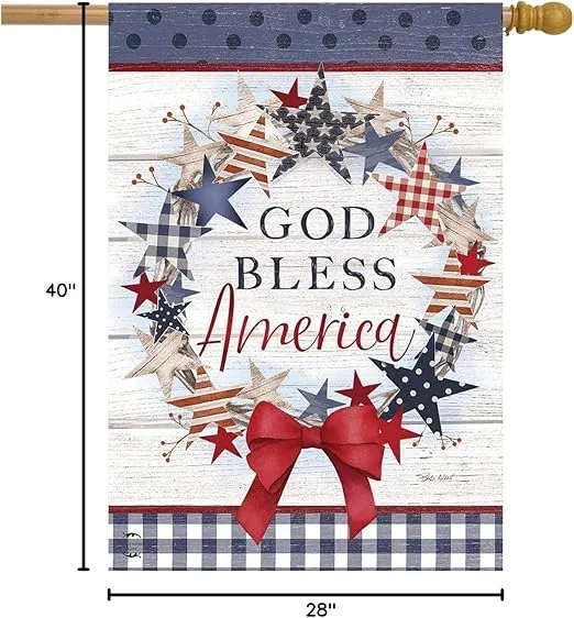 Briarwood Lane American Wreath Rustic House Flag Patriotic 28" x 40"