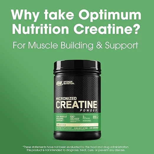 Optimum Nutrition Micronized Creatine Monohydrate Powder, Unflavored, Keto Friendly, 240 Servings (Packaging May Vary)