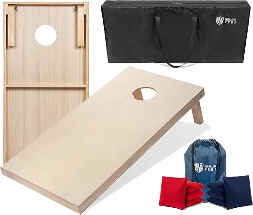 Tailgating Pros Cornhole Boards - 4'x2' & 3'x2' Cornhole Game w/Carrying Case & Set of 8 Corn Hole Bags - 150+ Color Combos! Optional LED Lights