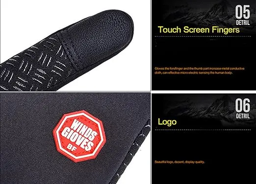 B-Forest Lyna Winter Gloves for Men Women Waterproof Touch Screen Full Fingers Bicycle Gloves for Running Cycling Driving Hiking Climbing