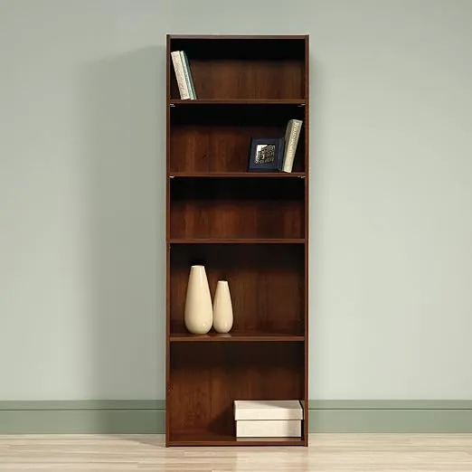 Sauder Beginnings 3-Shelf Bookcase, Bookshelf with Adjustable Storage Shelves, in Brook Cherry