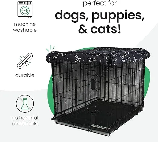 Rocketman 24-inch Dog Crate Cover, Molly Mutt Small Kennel Cover Measures 24” x 18” x 21”, Two Panel Doors Roll Up, Made from Machine-Washable 100% Cotton that is Durable, Breathable & Pre-shrunk