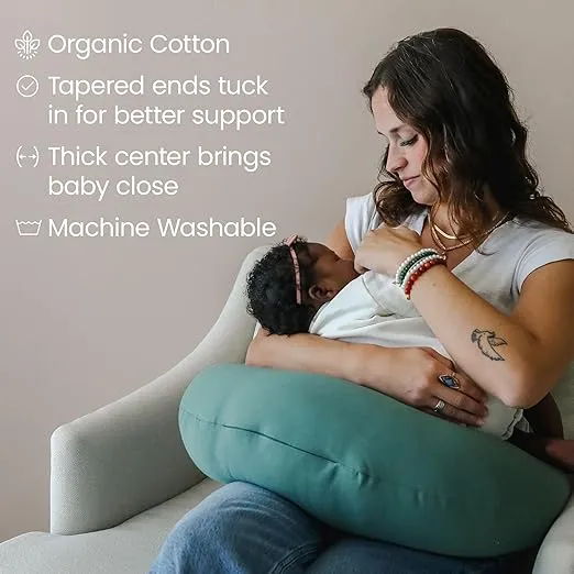snuggle me Organic Nursing Pillow | Bottle & Breastfeeding Pillow with Organic Cotton Cover & Fiberfill, Machine Washable Feeding Pillow, Newborn Essentials Must Haves (Moss)