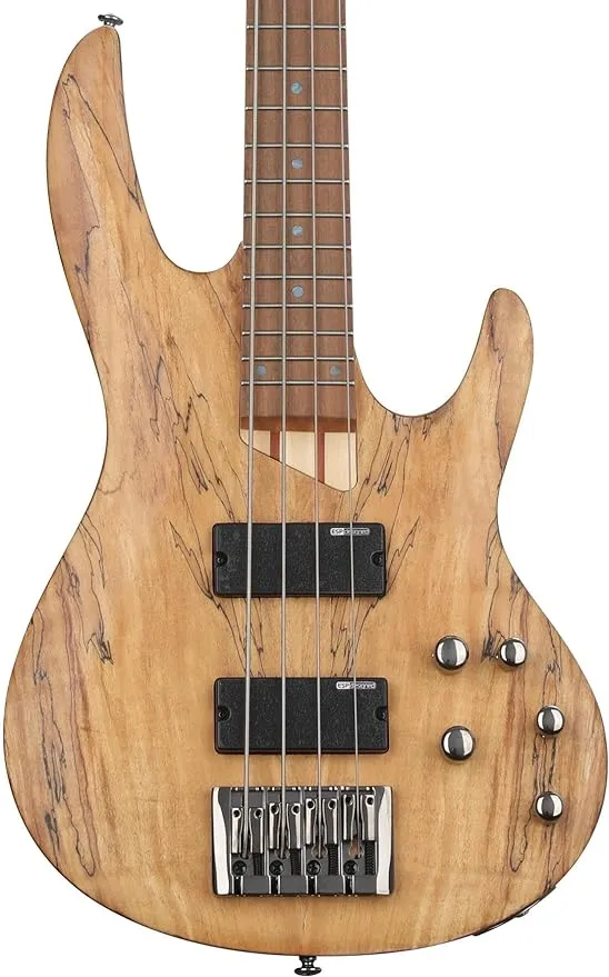 ESP LTD B-204SM Spalted Maple Bass Guitar, Natural Satin