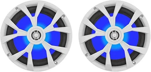 Rockville (6) RKL80MW 8" 900 Watt White 2-Way Marine Boat Speakers w/LED's